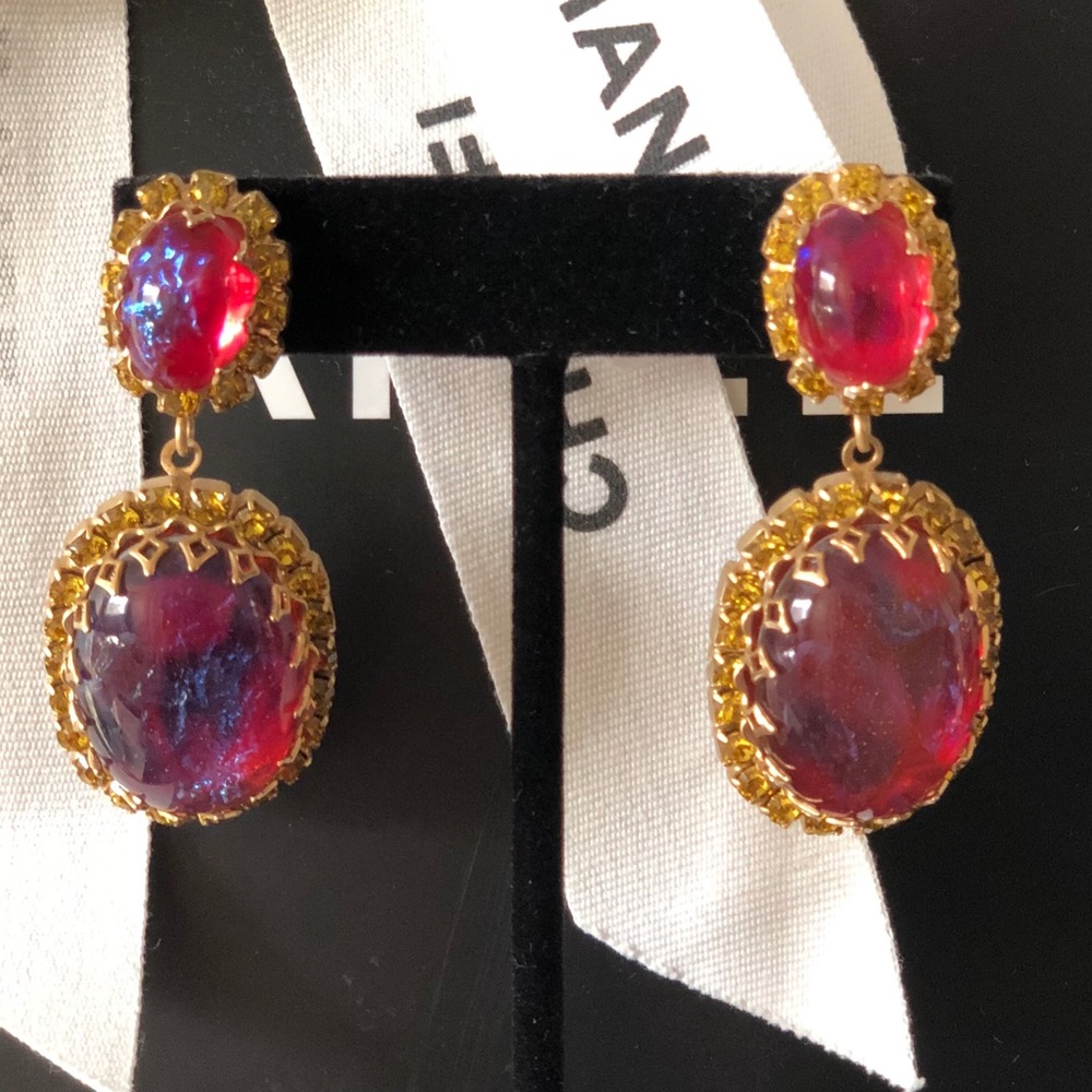 Elizabeth Cole Double Tiered Oval Earrings